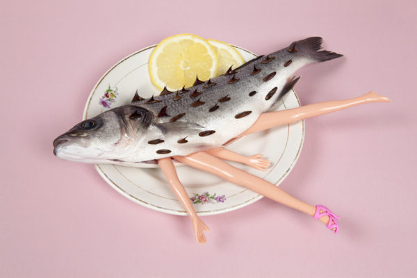 lemon fish pink plate doll legs nd thorns