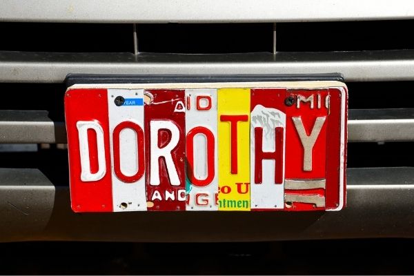 Dorothy car name license plates