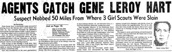 Headline about agents catching Gene Leroy Hart