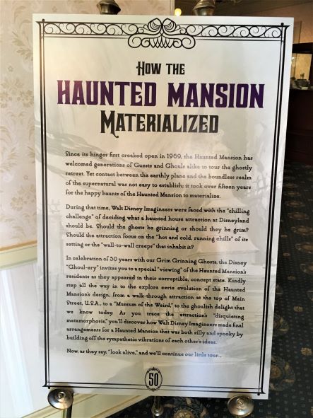 How the Haunted Mansion Materialized info board