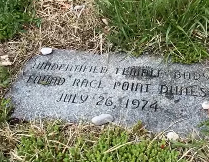 Headstone of the Jane Doe buried in Provincetown known as the Lady of the Dunes