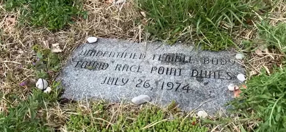 Headstone of the Jane Doe buried in Provincetown known as the Lady of the Dunes