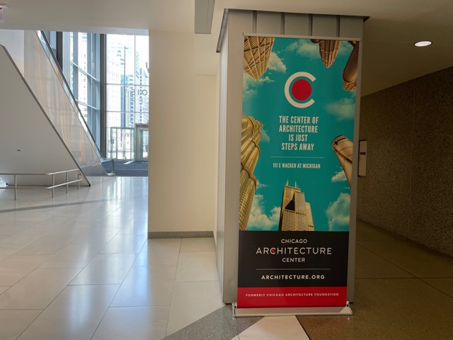 Chicago Architecture Center banner in Illinois Center