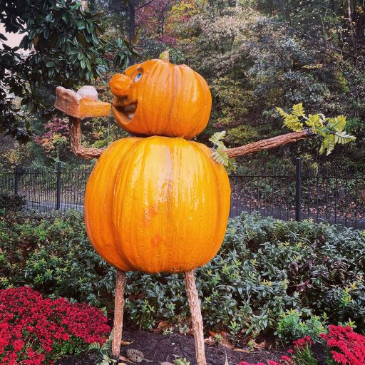 Pumpkin Man Eating slice of pumpkin pie