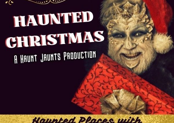 Haunted Christmas cover of Haunted Places with Christmas Names image of creepy Santa