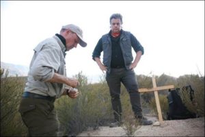 Vampire hunters Eric Streit and Marcel Von Tingen at Arizona crime scene