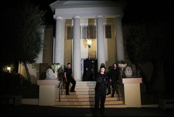 GHOST ADVENTURES team outside historic Montecito, California, mansion.