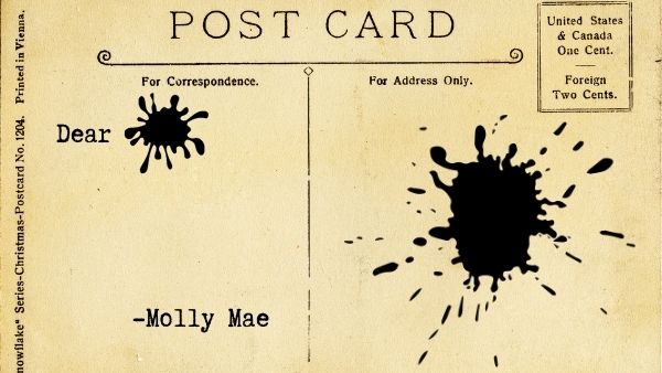 Mock up of Molly Mae postcard example