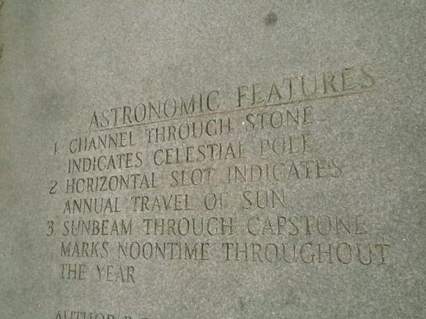 Georgia Guidestones Astronomic Features description