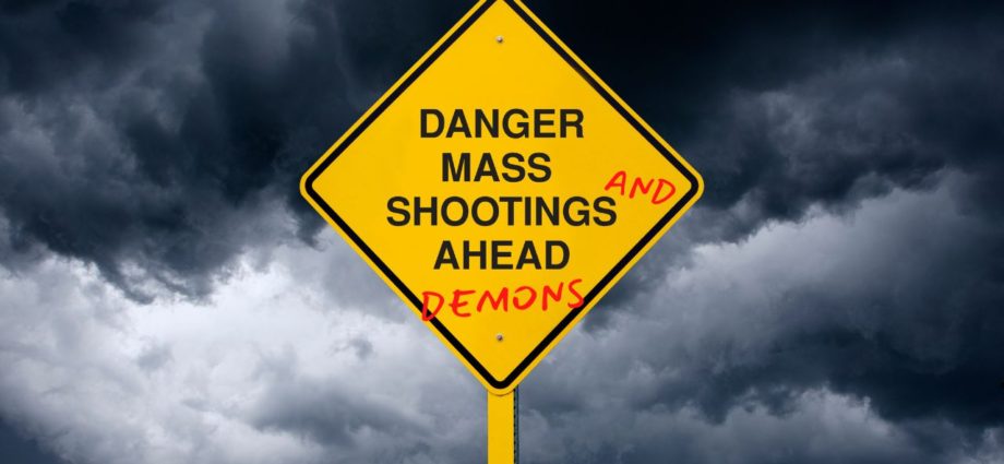 Mass Shooting And Demons Ahead Sign