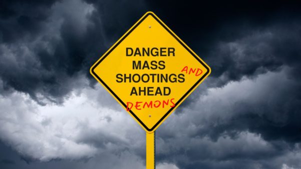 Mass Shooting And Demons Ahead Sign