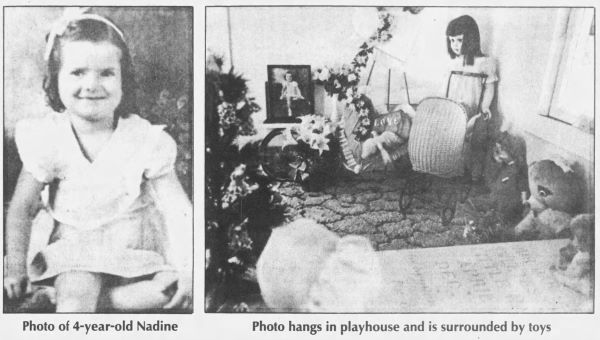 Nadine Earles and her photo inside her dollhouse