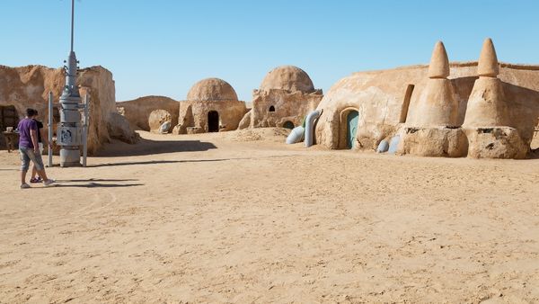 Tourists checking out the set from Star Wars in Tunisia