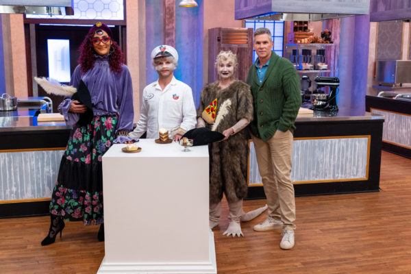 udges Carla Hall, Zac Young, Stephanie Boswell and Host John Henson portrait, as seen on Halloween Baking Championship, Season 8.