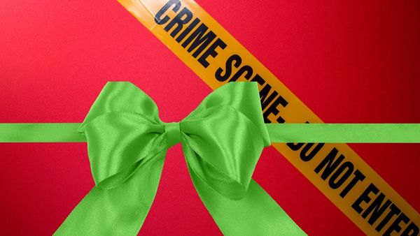 Crime Scene Tape with Christmas bow