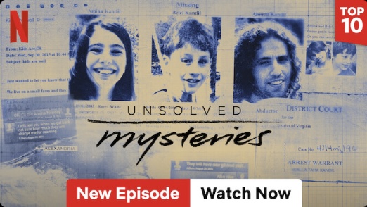 Screenshot of Unsolved Mysteries cover on Netflix