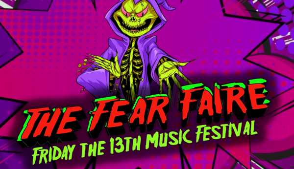 Screenshot of the Fear Faire Friday the 13th Music Festival homepage