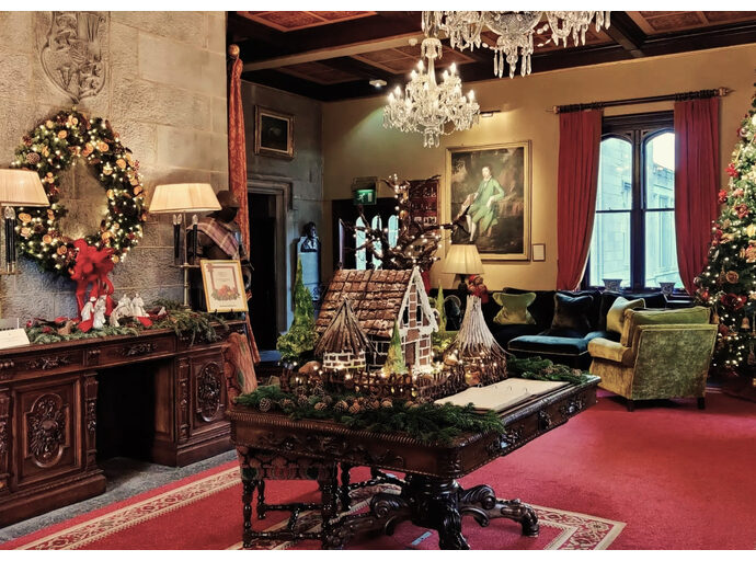 Dromoland Castle Hotel interior decorated for Christmas