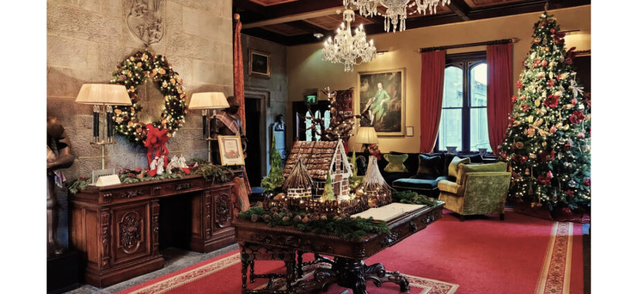 Dromoland Castle Hotel interior decorated for Christmas