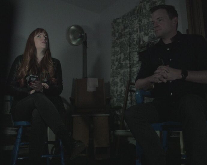 Amy Bruni and Adam Berry doing an EVP session in the Doctor's room at the Palmyra Historical Museum also known as the old St. James Hotel in Palmyra, New York.