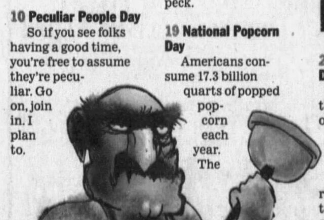Peculiar People Day clip from list in Jan 1 2022 San Francisco Examiner list of January Days with plumber