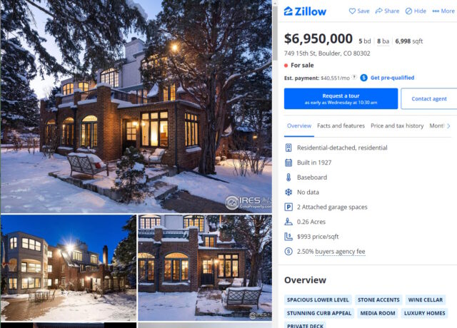 Screenshot of Zillow listing for JonBenet Ramsey murder house