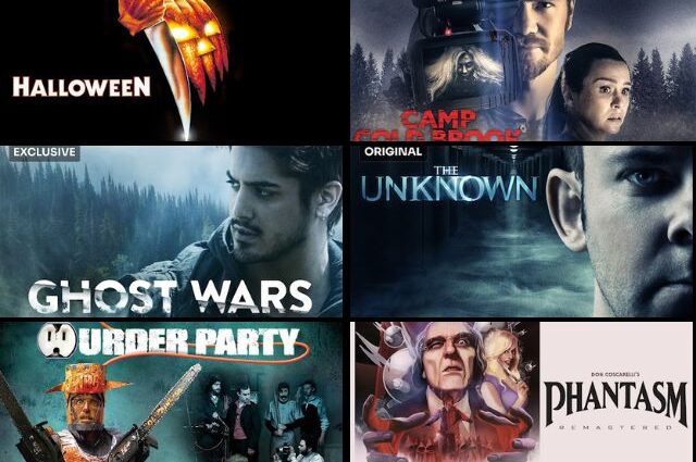 Collage of posters of horror movie and TV shows on Crackle and Redbox May 2023