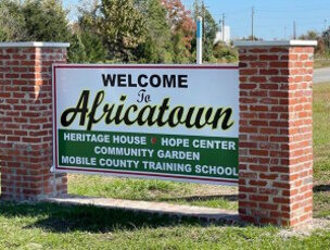 Welcome to Africatown sign. Credit: Mobile County Commission