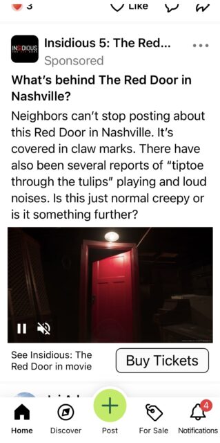 The Insidious 5: The Red Door post on Nextdoor
