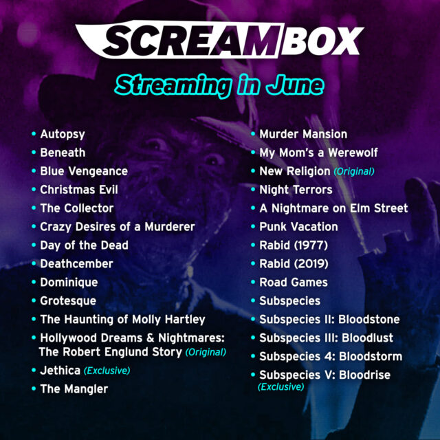 Screambox June 2023 lineup