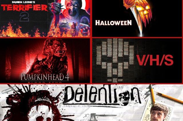 Collage of a five Crackle and Redbox August 2023 Featured Horror Movies