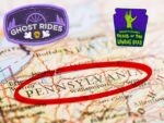Map of Pennsylvania with Ghost Rides and Horror Film Trail badges