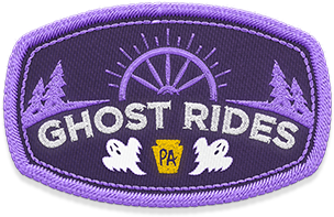 Ghost Ride badge VisitPA haunted trails in Pennsylvania