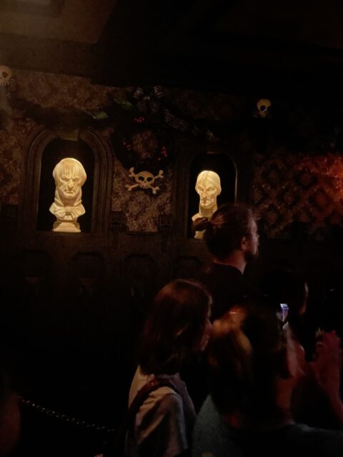 Busts in Haunted Mansion entranceway