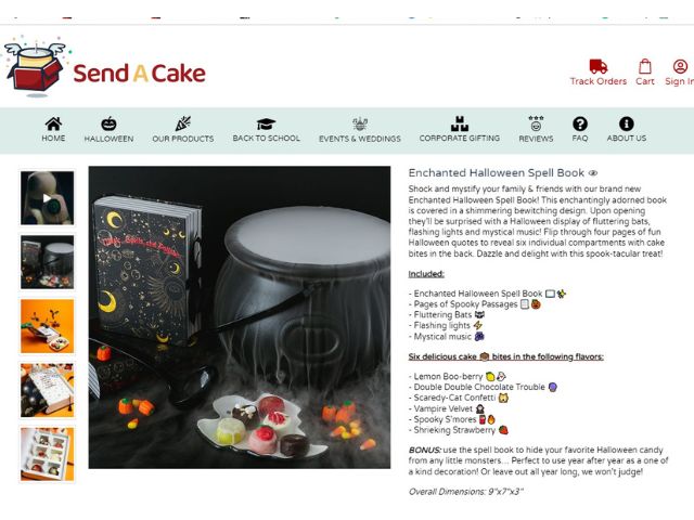 Screenshot of Send a Cake Enchanted Halloween Spell Book 