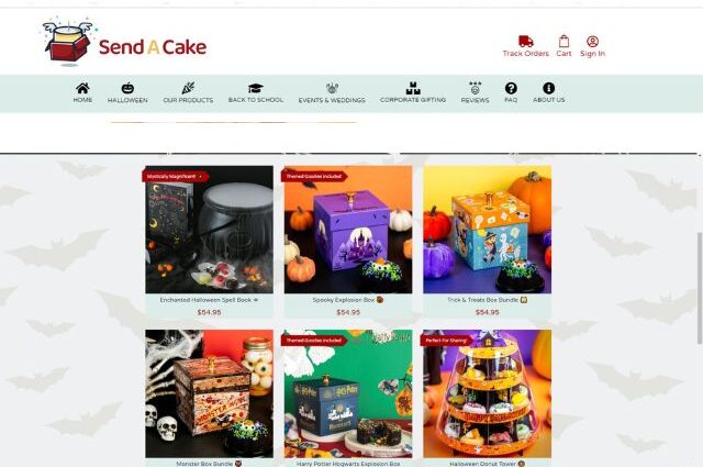 Screenshot of Halloween Send a Cake Choices