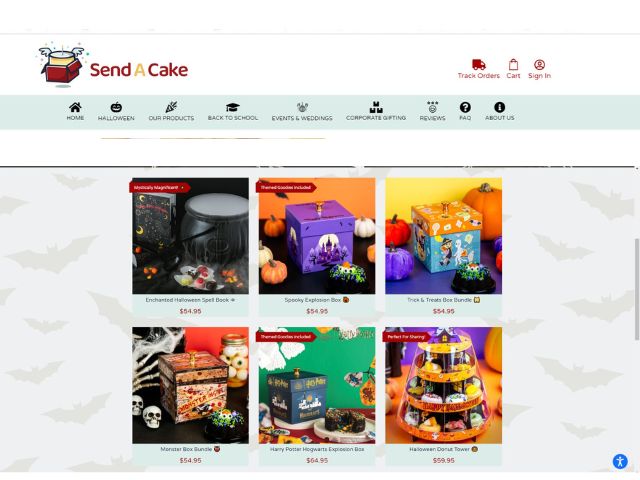 Screenshot of Halloween Send a Cake Choices