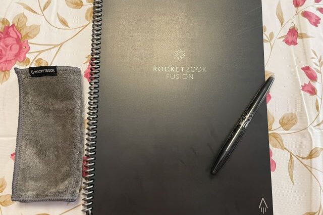 Rocketbook Fusion notebook and pen