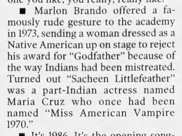 Miss American Vampire snubs Oscars newspaper clipping