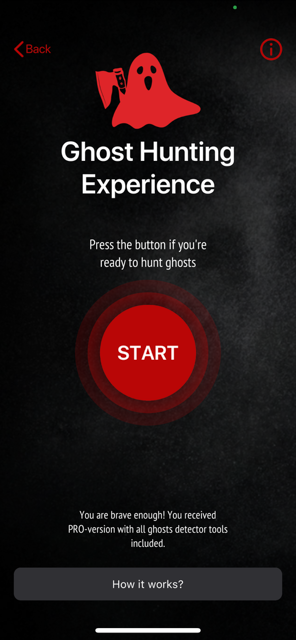 Ghost Hunting Experience start button