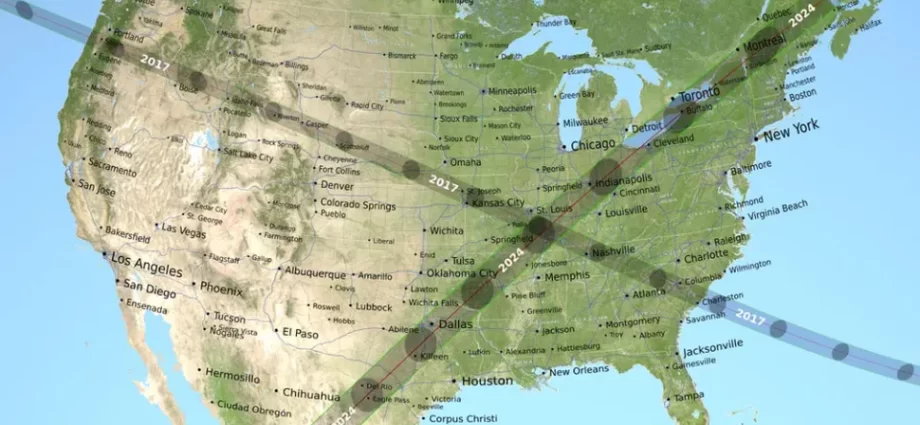 Eclipse Crossroads 2017 and 2024 total solar eclipses