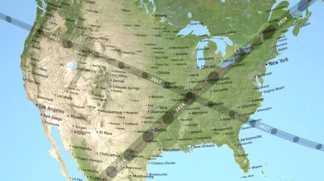 Eclipse Crossroads 2017 and 2024 total solar eclipses